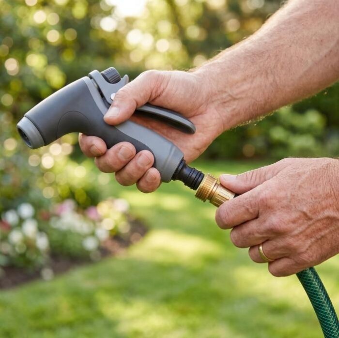Jetterix wird an den Gartenschlauch angeschlossen